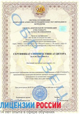 Образец сертификата соответствия аудитора №ST.RU.EXP.00006191-1 Нижний Новгород Сертификат ISO 50001