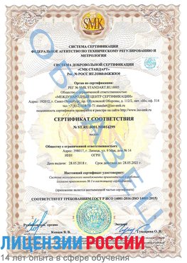 Образец сертификата соответствия Нижний Новгород Сертификат ISO 14001