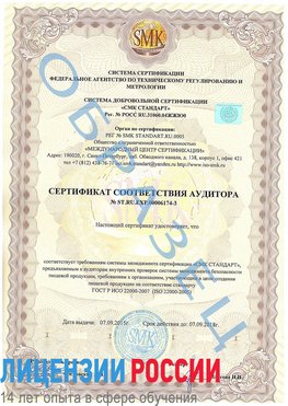 Образец сертификата соответствия аудитора №ST.RU.EXP.00006174-3 Нижний Новгород Сертификат ISO 22000