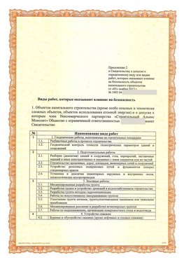Приложение к свидетельству о допуске к определенному виду или видам работ Нижний Новгород СРО в строительстве