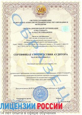 Образец сертификата соответствия аудитора №ST.RU.EXP.00006191-3 Нижний Новгород Сертификат ISO 50001