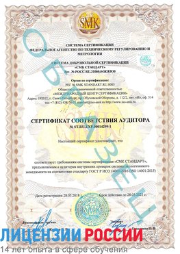 Образец сертификата соответствия аудитора №ST.RU.EXP.00014299-1 Нижний Новгород Сертификат ISO 14001